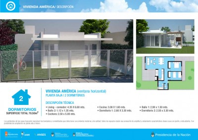 Modelo AMERICA HORIZONTAL (de 2 dormitorios)<br />hay 5 versiones del modelo america 2 dorm